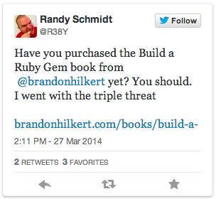 Tweet about Build a Ruby Gem
