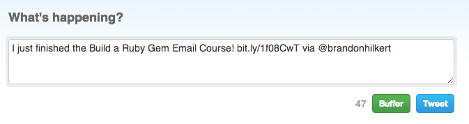 "Build a Ruby Gem Email Course Tweet"