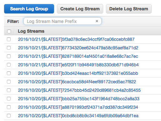 "AWS Cloudwatch log streams"